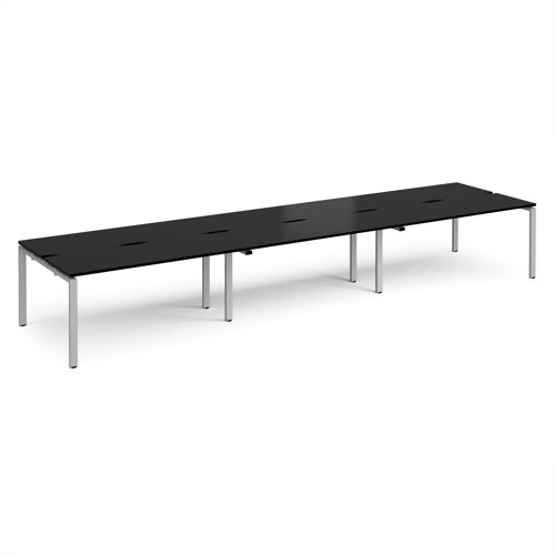 Adapt triple back to back desks 4800mm x 1200mm - silver frame, black top