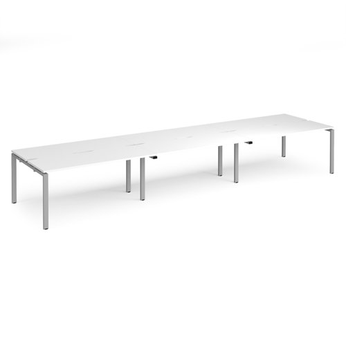 Adapt triple back to back desks 4800mm x 1200mm - silver frame, white top