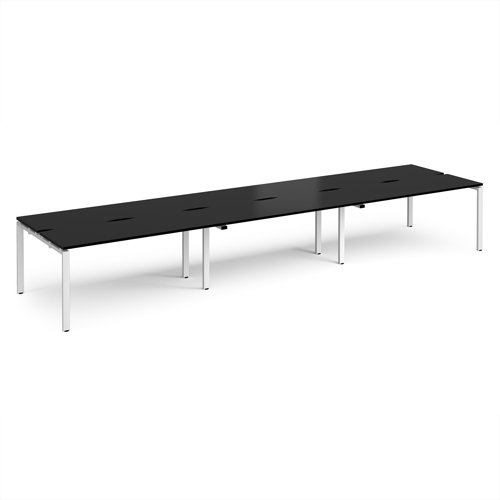 Adapt triple back to back desks 4800mm x 1200mm - white frame, black top