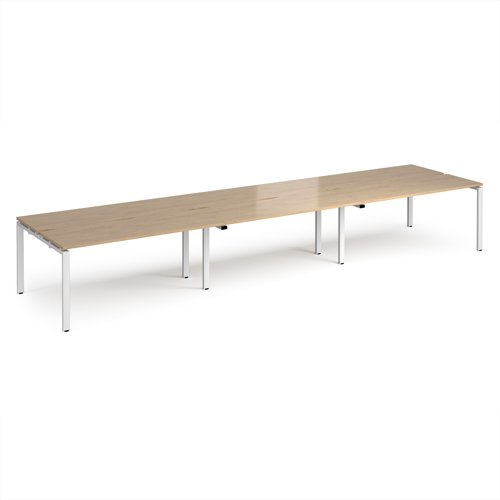 Adapt triple back to back desks 4800mm x 1200mm - white frame, kendal oak top
