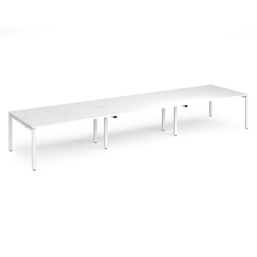 Adapt triple back to back desks 4800mm x 1200mm - white frame, white top
