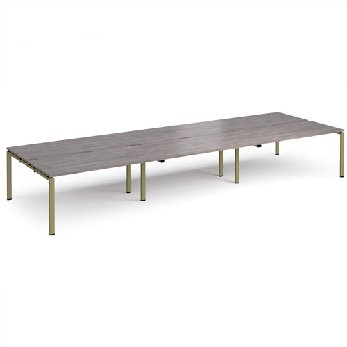 Adapt triple back to back desks 4800mm x 1600mm - green frame, grey oak top