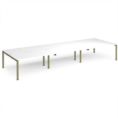 Adapt triple back to back desks 4800mm x 1600mm - green frame, white top