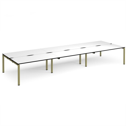 Adapt triple back to back desks 4800mm x 1600mm - green frame, white top, black edge