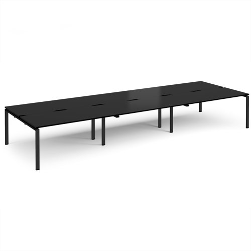 Adapt triple back to back desks 4800mm x 1600mm - black frame, black top