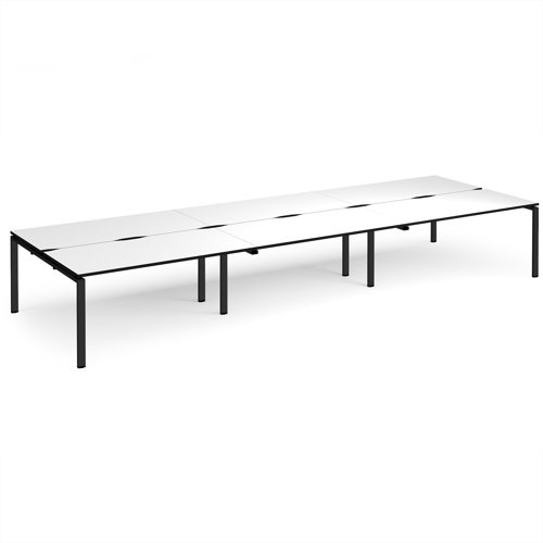 Adapt triple back to back desks 4800mm x 1600mm - black frame, white top, black edge