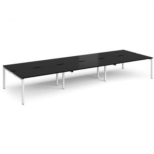 Adapt triple back to back desks 4800mm x 1600mm - white frame, black top