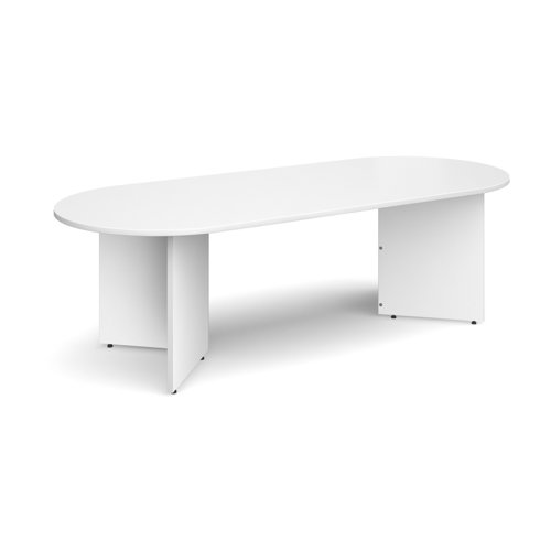 Arrow head leg radial end boardroom table 2400mm x 1000mm - white Boardroom Tables EB24WH