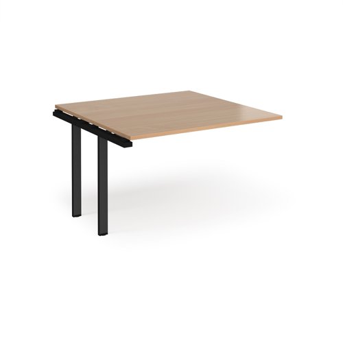 Adapt boardroom table add on unit 1200mm x 1200mm - black frame, beech top