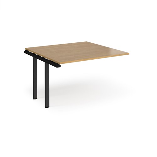 Adapt boardroom table add on unit 1200mm x 1200mm - black frame, oak top