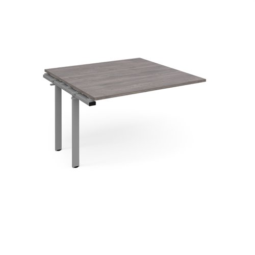 Adapt boardroom table add on unit 1200mm x 1200mm - silver frame, grey oak top