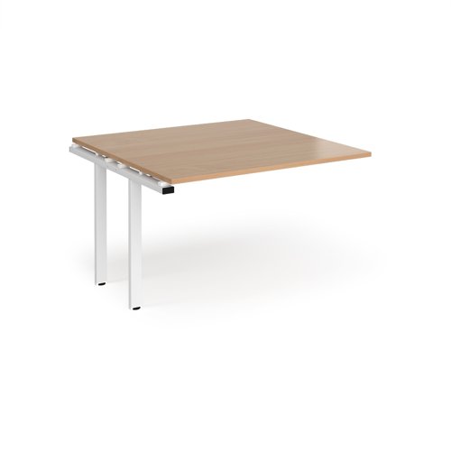 Adapt boardroom table add on unit 1200mm x 1200mm - white frame, beech top