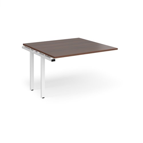 Adapt boardroom table add on unit 1200mm x 1200mm - white frame, walnut top (Made-to-order 4 - 6 week lead time)