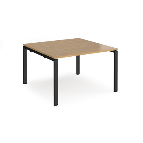 Adapt square boardroom table 1200mm x 1200mm - black frame, oak top