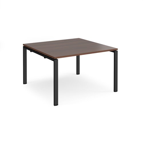 Adapt square boardroom table 1200mm x 1200mm - black frame, walnut top (Made-to-order 4 - 6 week lead time)