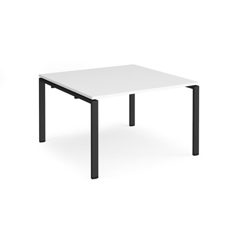 Adapt square boardroom table 1200mm x 1200mm - black frame, white top Boardroom Tables EBT1212-K-WH