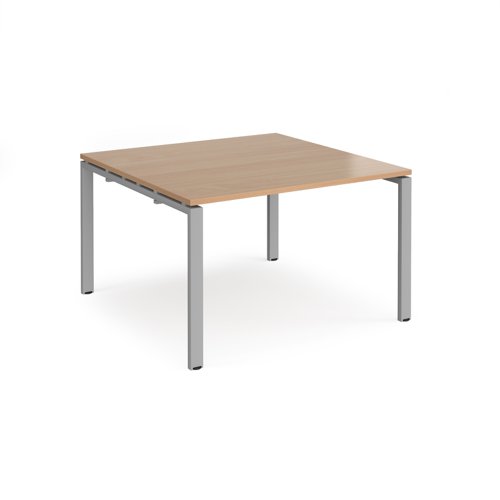 Adapt square boardroom table 1200mm x 1200mm - silver frame, beech top EBT1212-S-B Buy online at Office 5Star or contact us Tel 01594 810081 for assistance