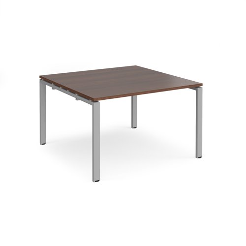 Adapt square boardroom table 1200mm x 1200mm - silver frame, walnut top
