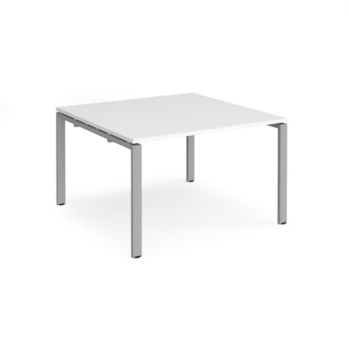 Adapt square boardroom table 1200mm x 1200mm - silver frame, white top