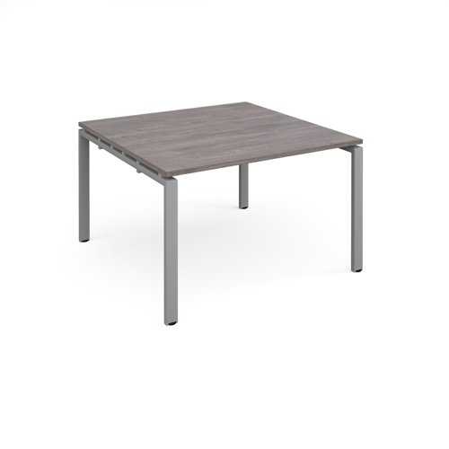 Adapt boardroom table starter unit 1200mm x 1200mm - silver frame, grey oak top