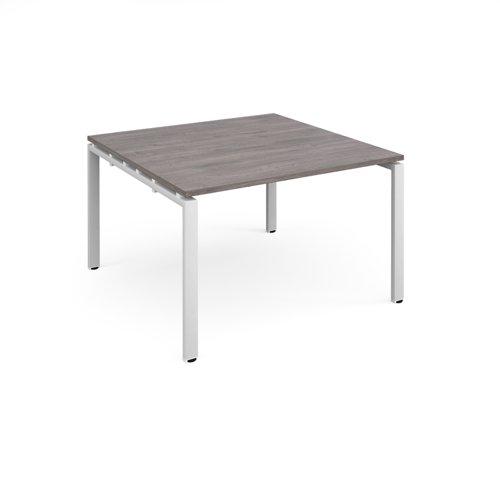 Adapt boardroom table starter unit 1200mm x 1200mm - white frame, grey oak top EBT1212-SB-WH-GO Buy online at Office 5Star or contact us Tel 01594 810081 for assistance