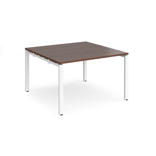 Adapt boardroom table starter unit 1200mm x 1200mm - white frame, walnut top (Made-to-order 4 - 6 week lead time)