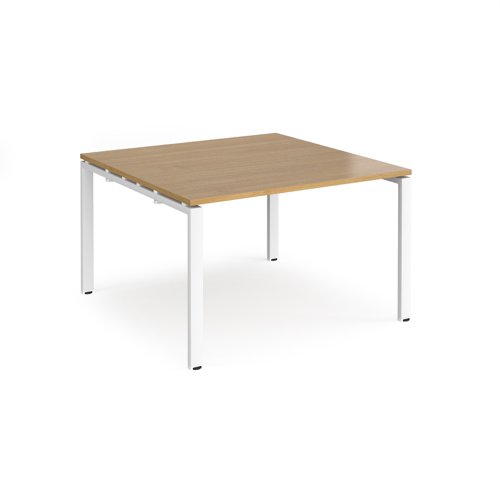 Adapt square boardroom table 1200mm x 1200mm - white frame, oak top