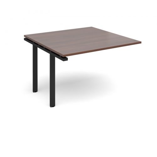 Adapt II boardroom table add on unit 1200mm x 1200mm - black frame, walnut top