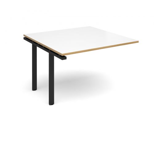 Adapt II boardroom table add on unit 1200mm x 1200mm - black frame, white top with oak edging