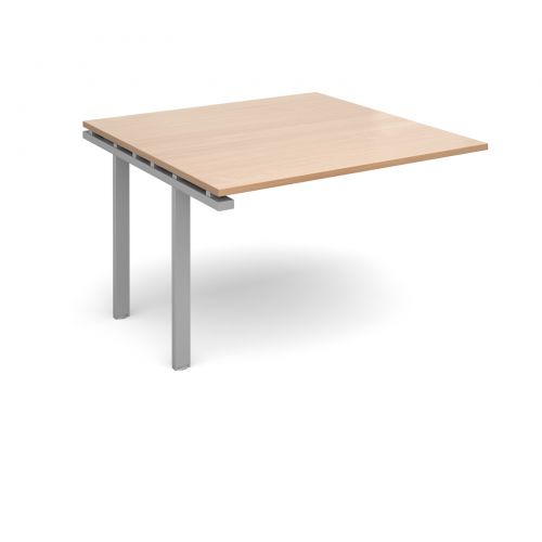 Adapt II boardroom table add on unit 1200mm x 1200mm - silver frame, beech top
