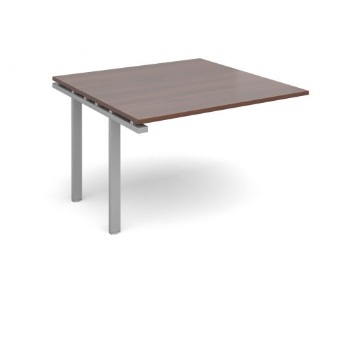 Adapt II boardroom table add on unit 1200mm x 1200mm - silver frame, walnut top