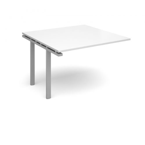 Adapt II boardroom table add on unit 1200mm x 1200mm - silver frame, white top