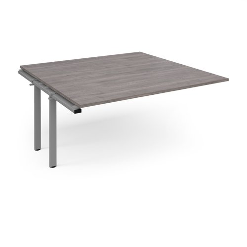 Adapt boardroom table add on unit 1600mm x 1600mm - silver frame, grey oak top