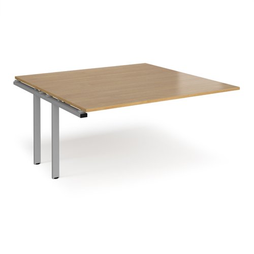 Adapt boardroom table add on unit 1600mm x 1600mm - silver frame, oak top