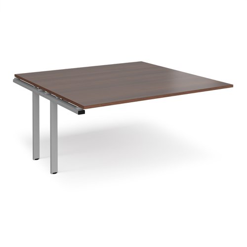 Adapt boardroom table add on unit 1600mm x 1600mm - silver frame, walnut top
