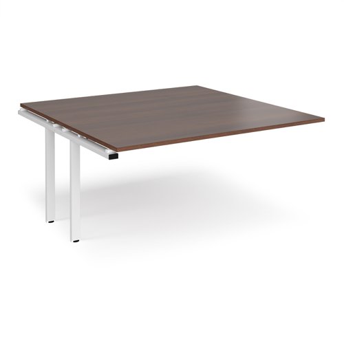 Adapt boardroom table add on unit 1600mm x 1600mm - white frame, walnut top (Made-to-order 4 - 6 week lead time)