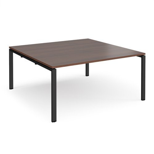 Adapt square boardroom table 1600mm x 1600mm - black frame, walnut top (Made-to-order 4 - 6 week lead time)