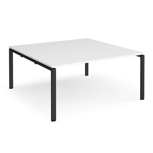 Adapt square boardroom table 1600mm x 1600mm - black frame, white top EBT1616-K-WH Buy online at Office 5Star or contact us Tel 01594 810081 for assistance