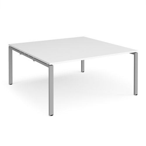 Adapt square boardroom table 1600mm x 1600mm - silver frame, white top EBT1616-S-WH Buy online at Office 5Star or contact us Tel 01594 810081 for assistance