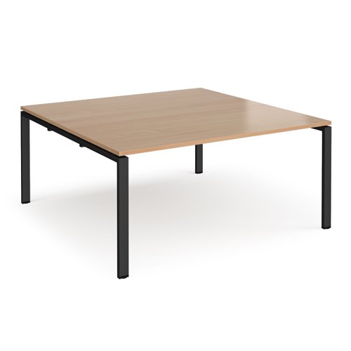 Adapt boardroom table starter unit 1600mm x 1600mm - black frame, beech top Boardroom Tables EBT1616-SB-K-B