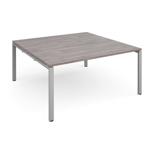 Adapt boardroom table starter unit 1600mm x 1600mm - silver frame, grey oak top