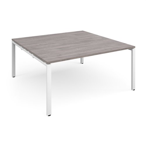 Adapt square boardroom table 1600mm x 1600mm - white frame, grey oak top