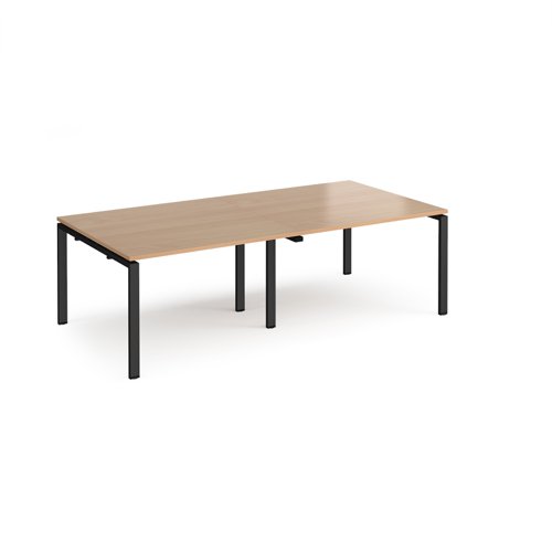 EBT2412-K-B Adapt rectangular boardroom table 2400mm x 1200mm - black frame, beech top