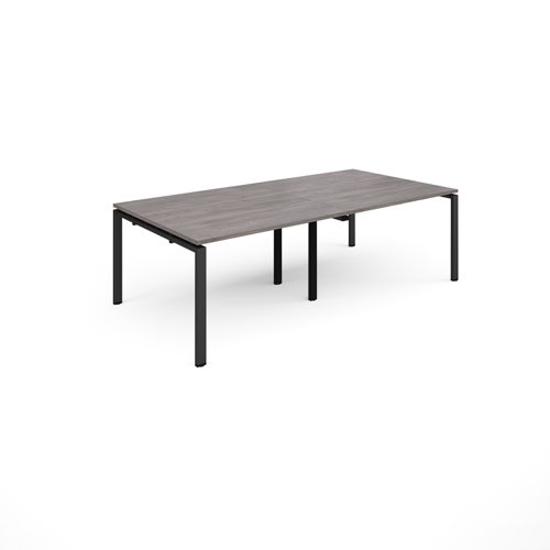 Adapt rectangular boardroom table 2400mm x 1200mm - black frame, grey oak top