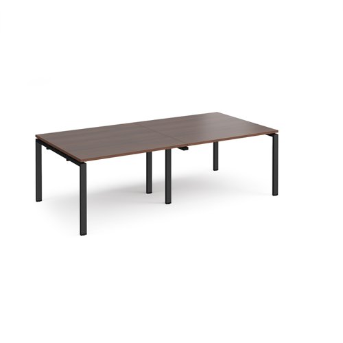 Adapt rectangular boardroom table 2400mm x 1200mm - black frame, walnut top (Made-to-order 4 - 6 week lead time)