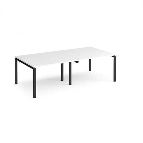 Adapt rectangular boardroom table 2400mm x 1200mm - black frame, white top Boardroom Tables EBT2412-K-WH