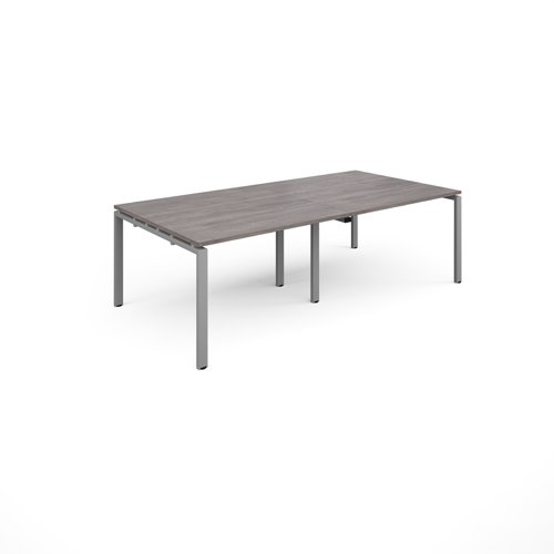 Adapt rectangular boardroom table 2400mm x 1200mm - silver frame, grey oak top