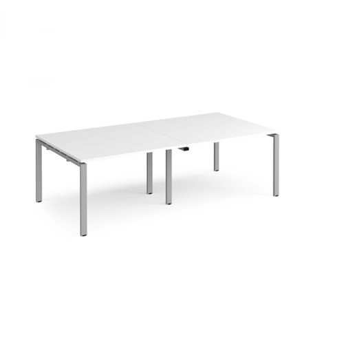 Adapt rectangular boardroom table 2400mm x 1200mm - silver frame, white top
