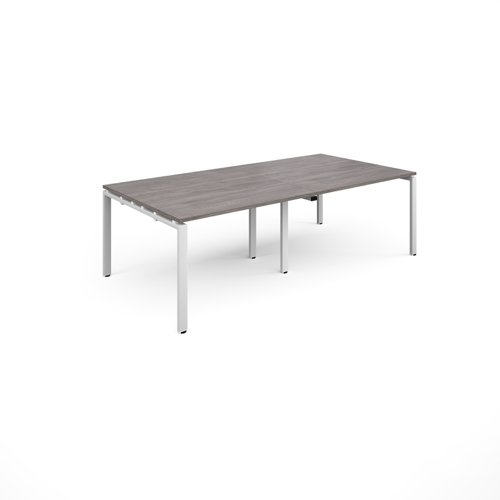 Adapt rectangular boardroom table 2400mm x 1200mm - white frame, grey oak top
