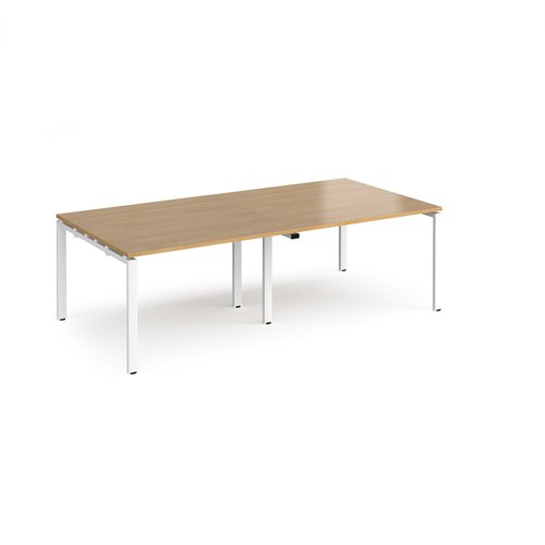 Adapt rectangular boardroom table 2400mm x 1200mm - white frame, oak top (Made-to-order 4 - 6 week lead time)